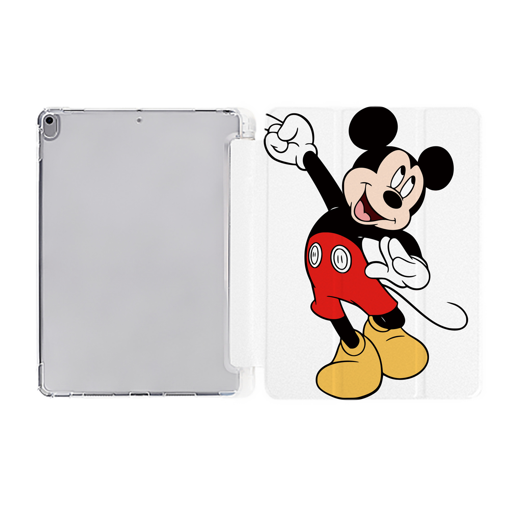 （画像用） ミッキーマウス Mickey Mouse IPad ケース ペン収納付き 三つ折りスタンド PUレザー×シリコン 対応機種9.5/10.5/10.9インチ